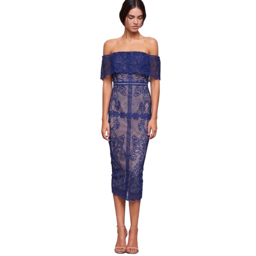 Stylestalker Stella Lace Off Shoulder Midi Dress